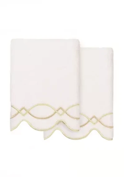 DIAMOND CHAIN Scallop 2PC Embellished Hand Towel Set