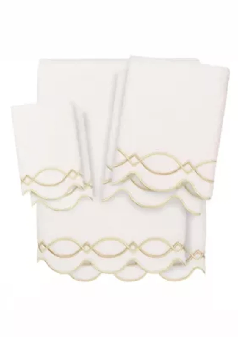 DIAMOND CHAIN Scallop 6PC Embellished Towel Set