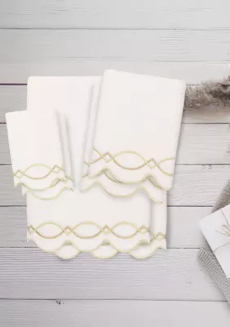 DIAMOND CHAIN Scallop 6PC Embellished Towel Set
