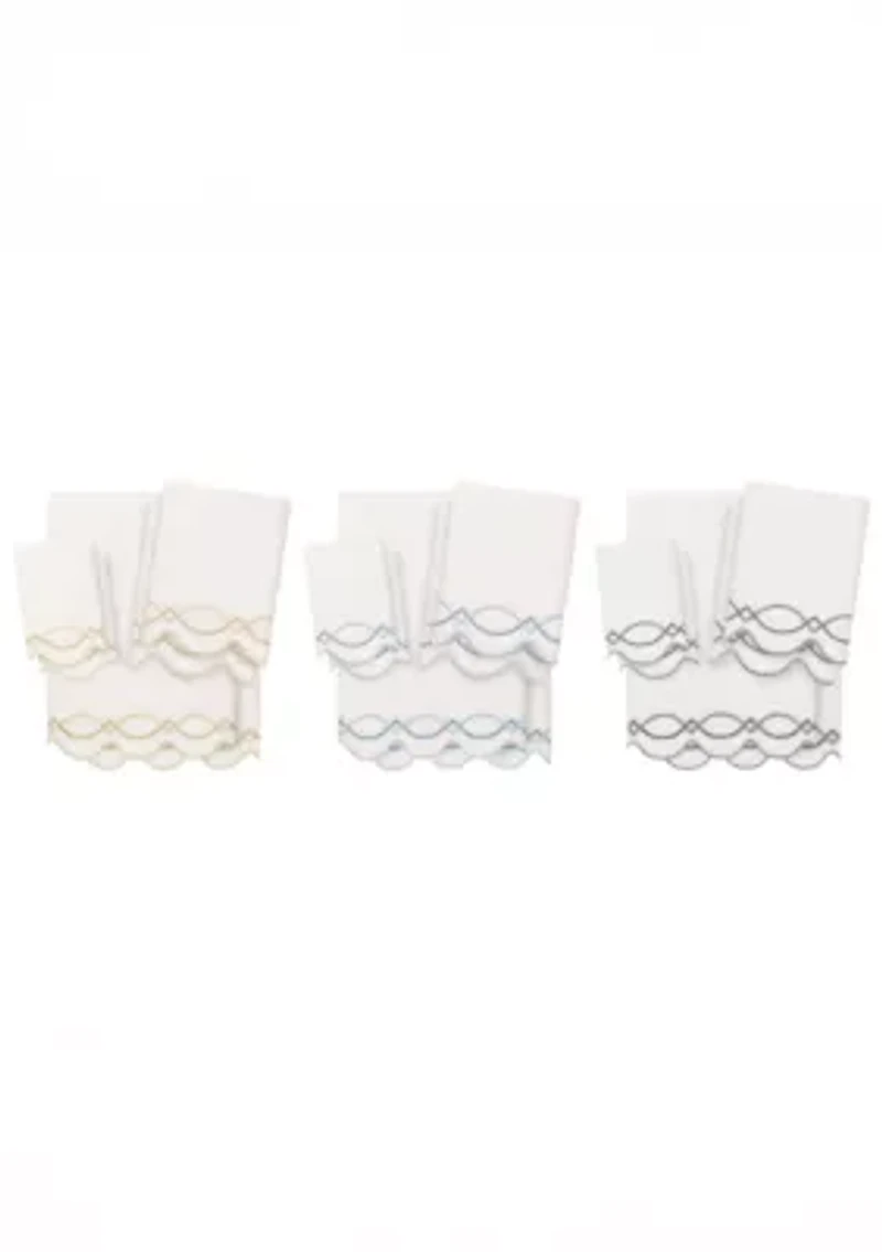 DIAMOND CHAIN Scallop 6PC Embellished Towel Set