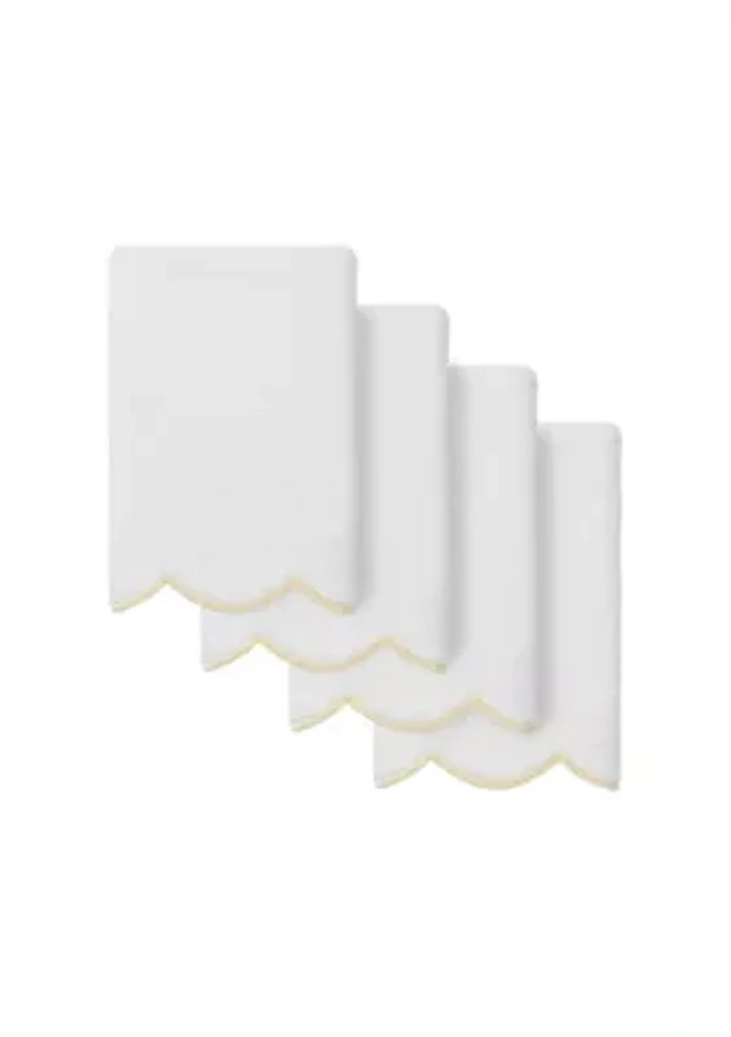ADORNIA Scallop 4PC Fingertip Towel Set