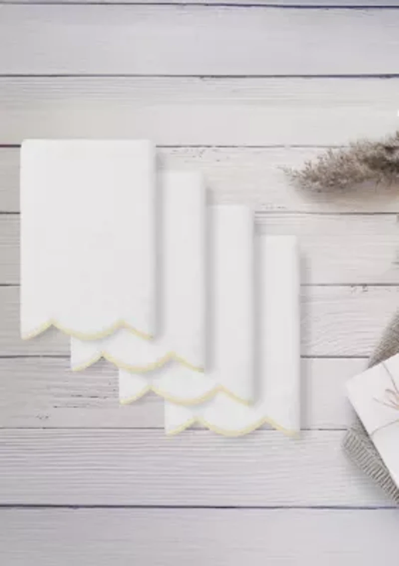 ADORNIA Scallop 4PC Fingertip Towel Set