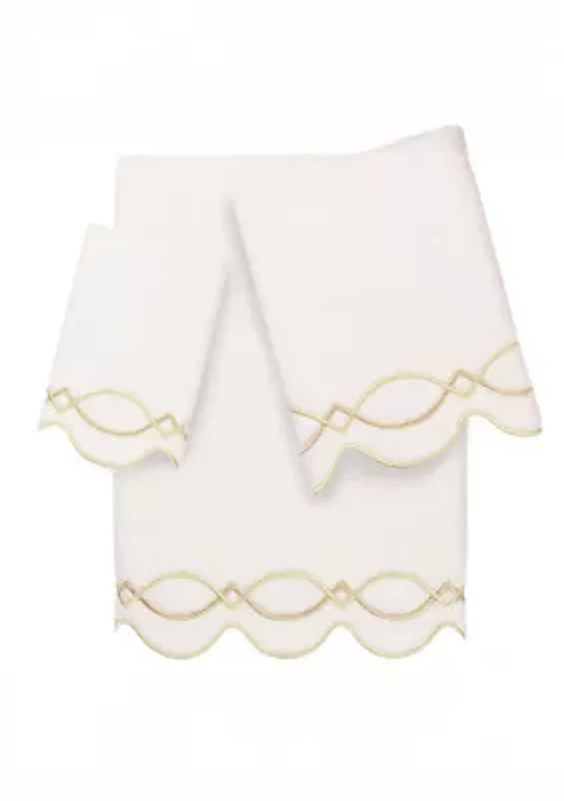 DIAMOND CHAIN Scallop 3PC Embellished Towel Set