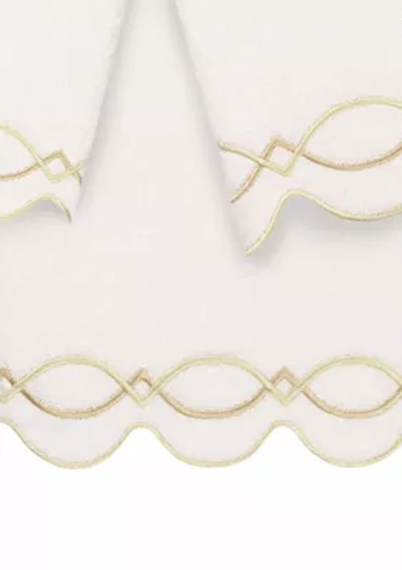 DIAMOND CHAIN Scallop 3PC Embellished Towel Set