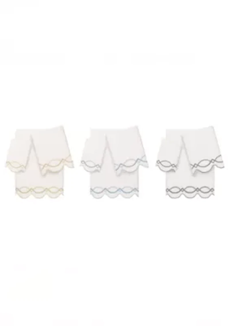 DIAMOND CHAIN Scallop 3PC Embellished Towel Set