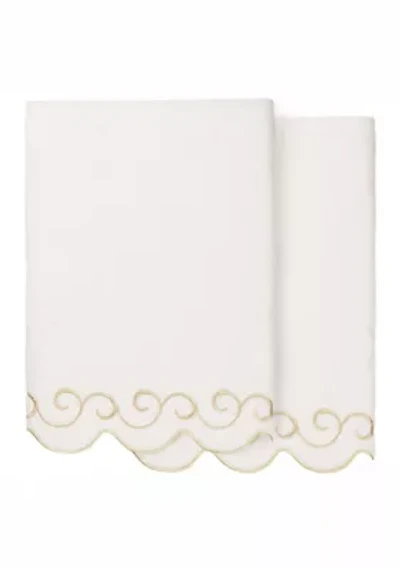 SIMPLICITY Scallop 2PC Embellished Bath Towel Set