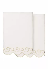 SIMPLICITY Scallop 2PC Embellished Bath Towel Set
