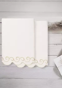SIMPLICITY Scallop 2PC Embellished Bath Towel Set