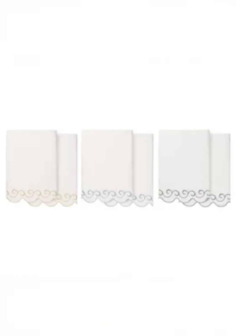 SIMPLICITY Scallop 2PC Embellished Bath Towel Set