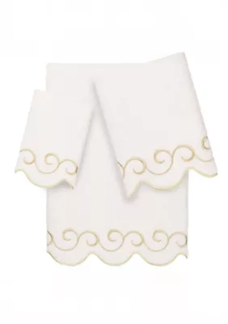 SIMPLICITY Scallop 3PC Embellished Towel Set