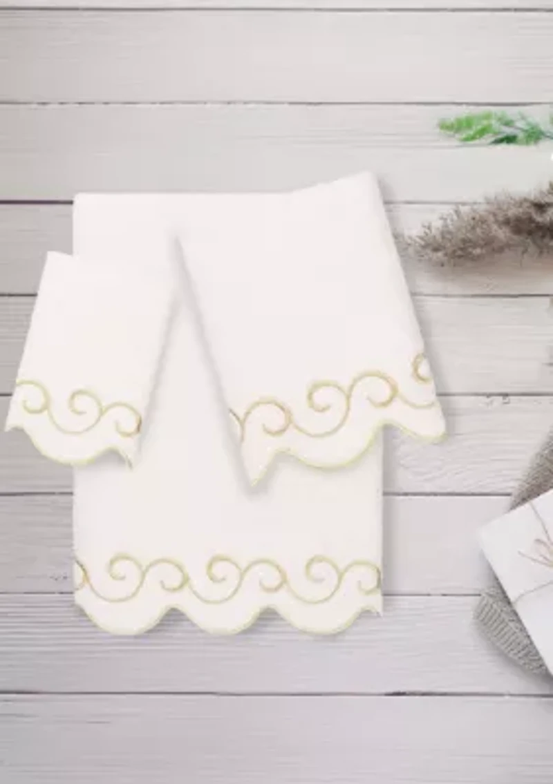 SIMPLICITY Scallop 3PC Embellished Towel Set