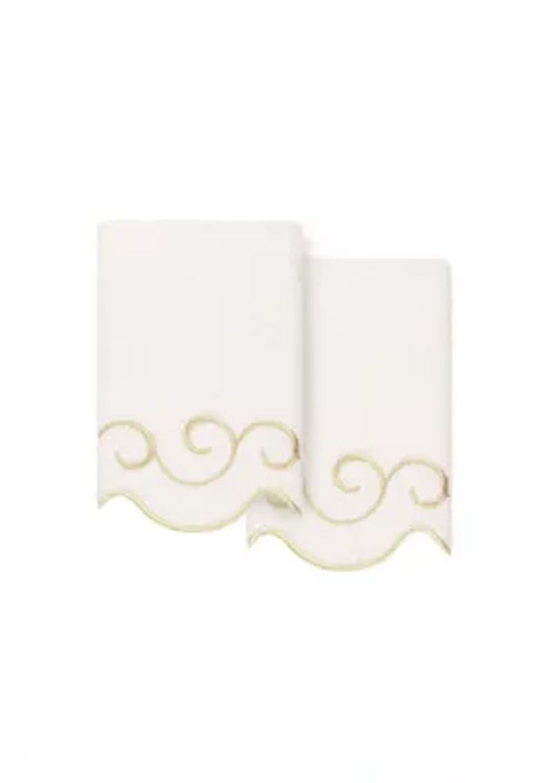 SIMPLICITY Scallop 2PC Embellished Fingertip Towel Set