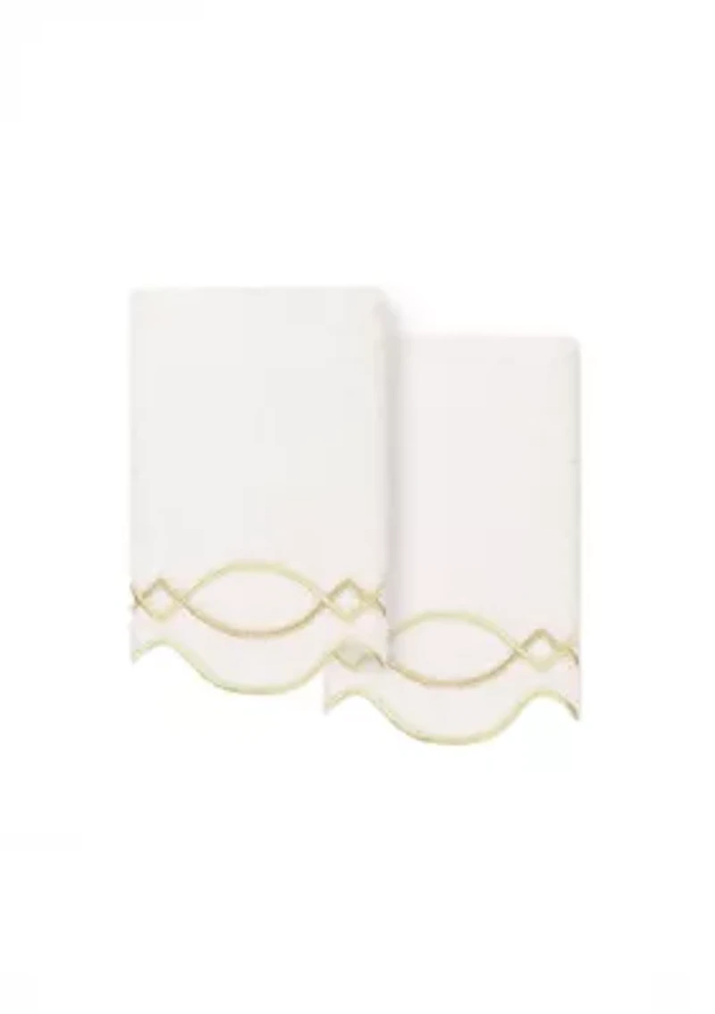 DIAMOND CHAIN Scallop 2PC Embellished Fingertip Towel Set