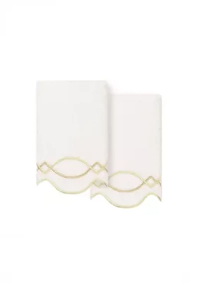 DIAMOND CHAIN Scallop 2PC Embellished Fingertip Towel Set