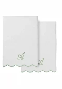 ADORNIA Scallop 2PC Personalized Bath Towel Set