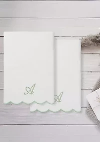 ADORNIA Scallop 2PC Personalized Bath Towel Set