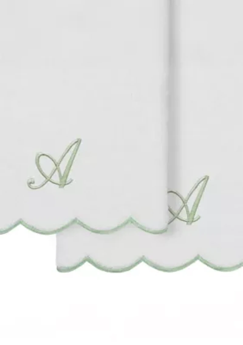 ADORNIA Scallop 2PC Personalized Bath Towel Set