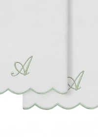 ADORNIA Scallop 2PC Personalized Bath Towel Set