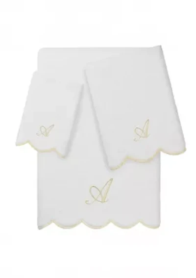 ADORNIA Scallop 3PC Personalized Towel Set