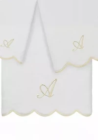ADORNIA Scallop 3PC Personalized Towel Set