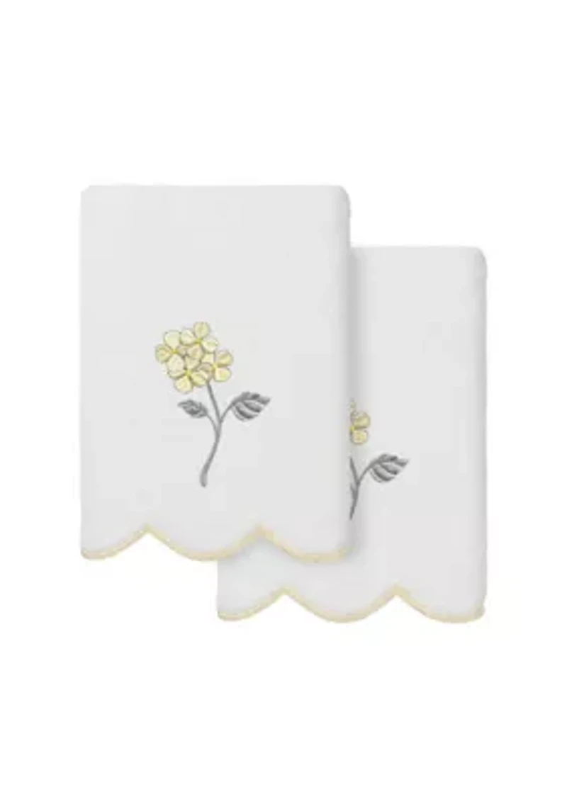 HYDEA Scallop 2PC Embellished Hand Towel Set