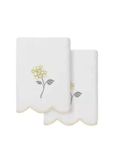 HYDEA Scallop 2PC Embellished Hand Towel Set