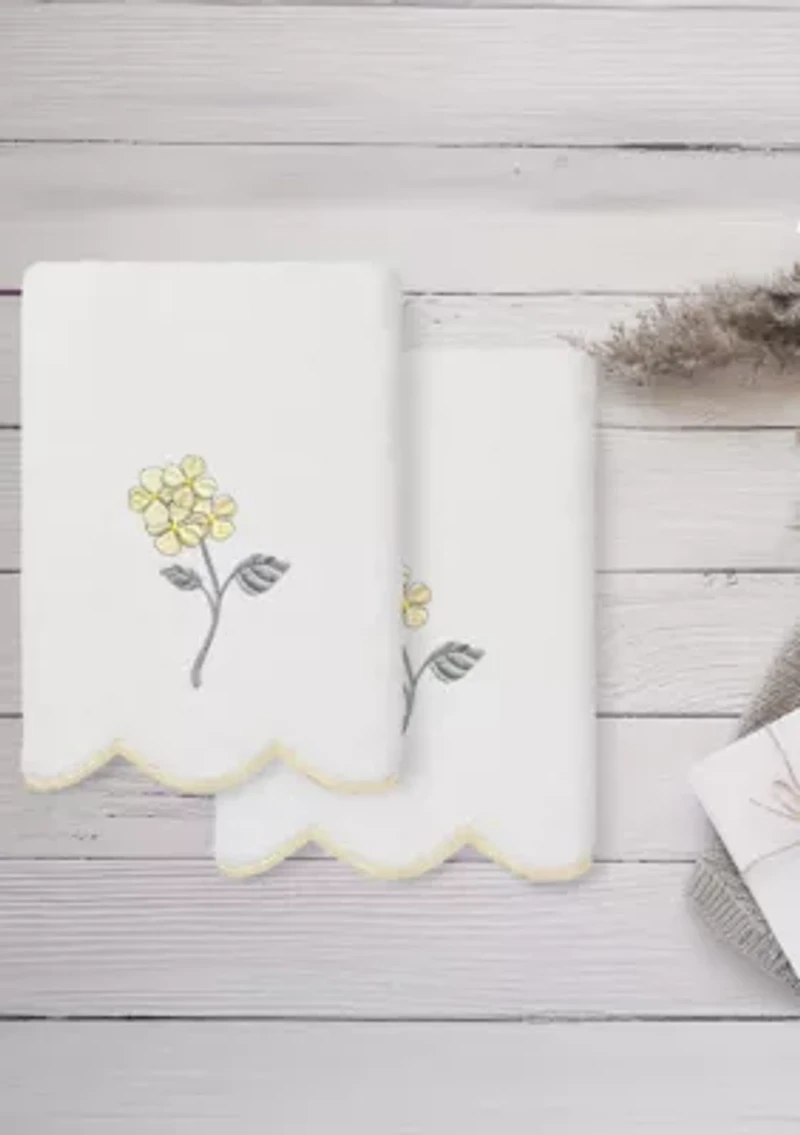 HYDEA Scallop 2PC Embellished Hand Towel Set