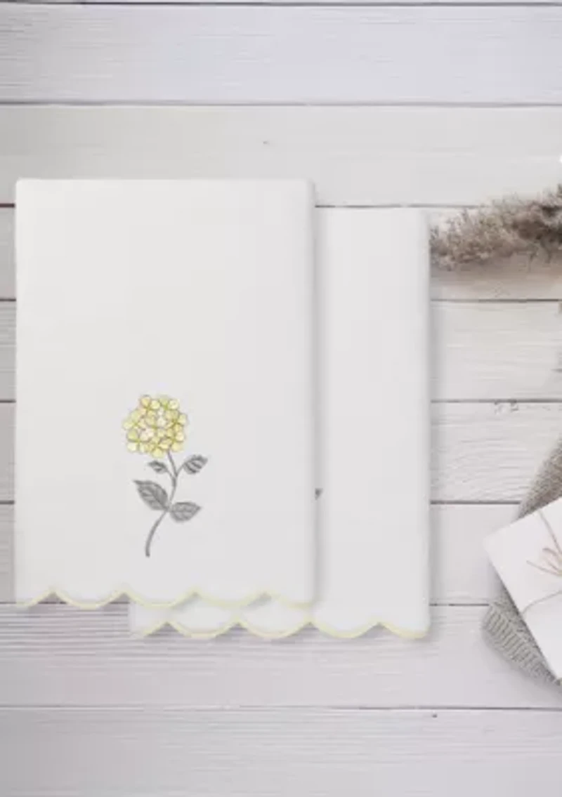 HYDEA Scallop 2PC Embellished Bath Towel Set