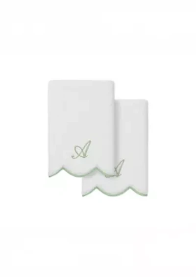 ADORNIA Scallop 2PC Personalized Fingertip Towel Set