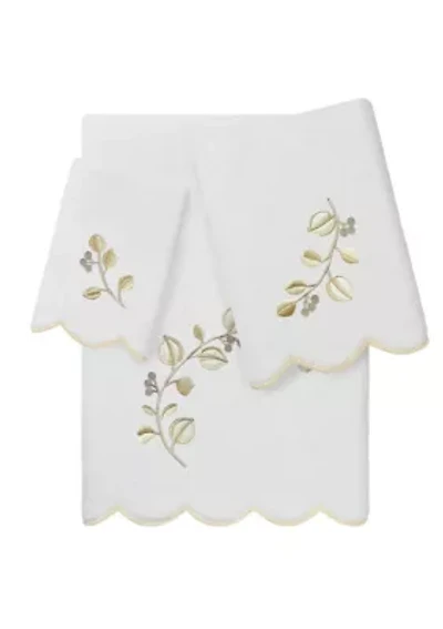 Wild Branch Scallop 3PC Embellished Towel Set