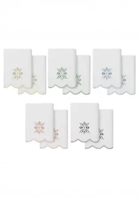 Flower Crest Scallop 2PC Embellished Hand Towel Set