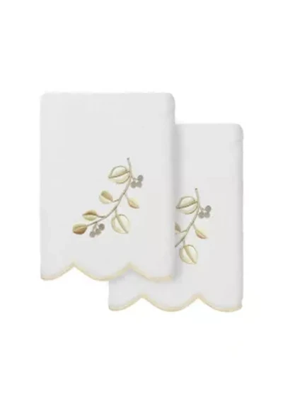 Wild Branch Scallop 2PC Embellished Hand Towel Set