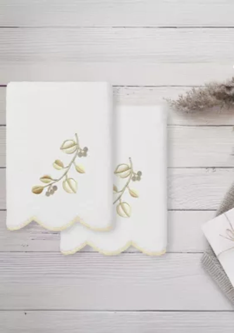 Wild Branch Scallop 2PC Embellished Hand Towel Set