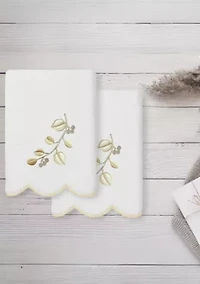 Wild Branch Scallop 2PC Embellished Hand Towel Set