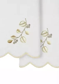 Wild Branch Scallop 2PC Embellished Hand Towel Set