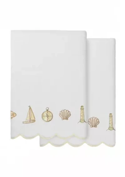 Sea Joy Scallop 2PC Embellished Bath Towel Set
