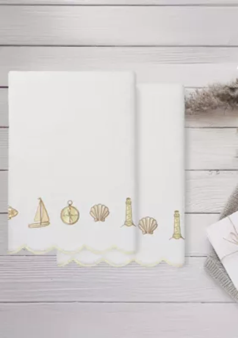 Sea Joy Scallop 2PC Embellished Bath Towel Set