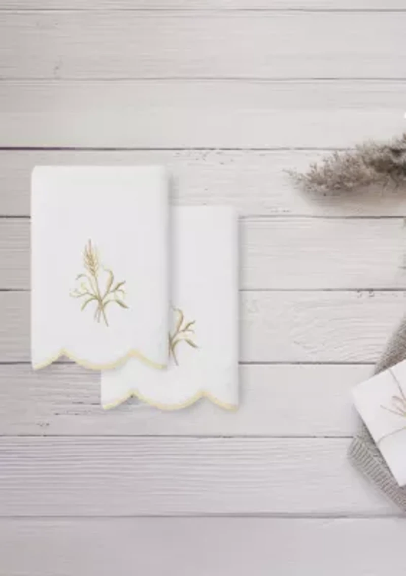 Whitney Scallop 2PC Embellished Fingertip Towel Set