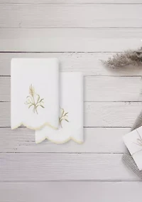 Whitney Scallop 2PC Embellished Fingertip Towel Set