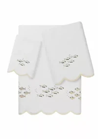 Fish School Scallop 3PC Embellished Towel Set