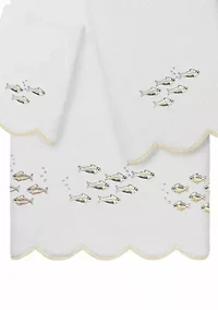 Fish School Scallop 3PC Embellished Towel Set