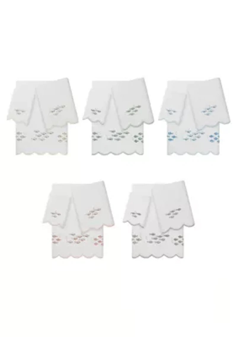 Fish School Scallop 3PC Embellished Towel Set
