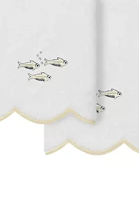 Fish School Scallop 2PC Embellished Fingertip Towel Set