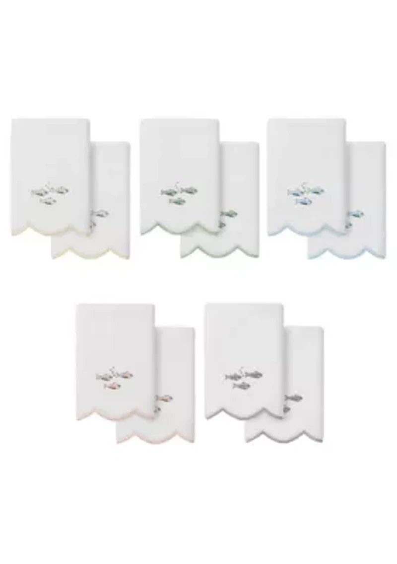 Fish School Scallop 2PC Embellished Fingertip Towel Set