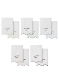 Fish School Scallop 2PC Embellished Fingertip Towel Set