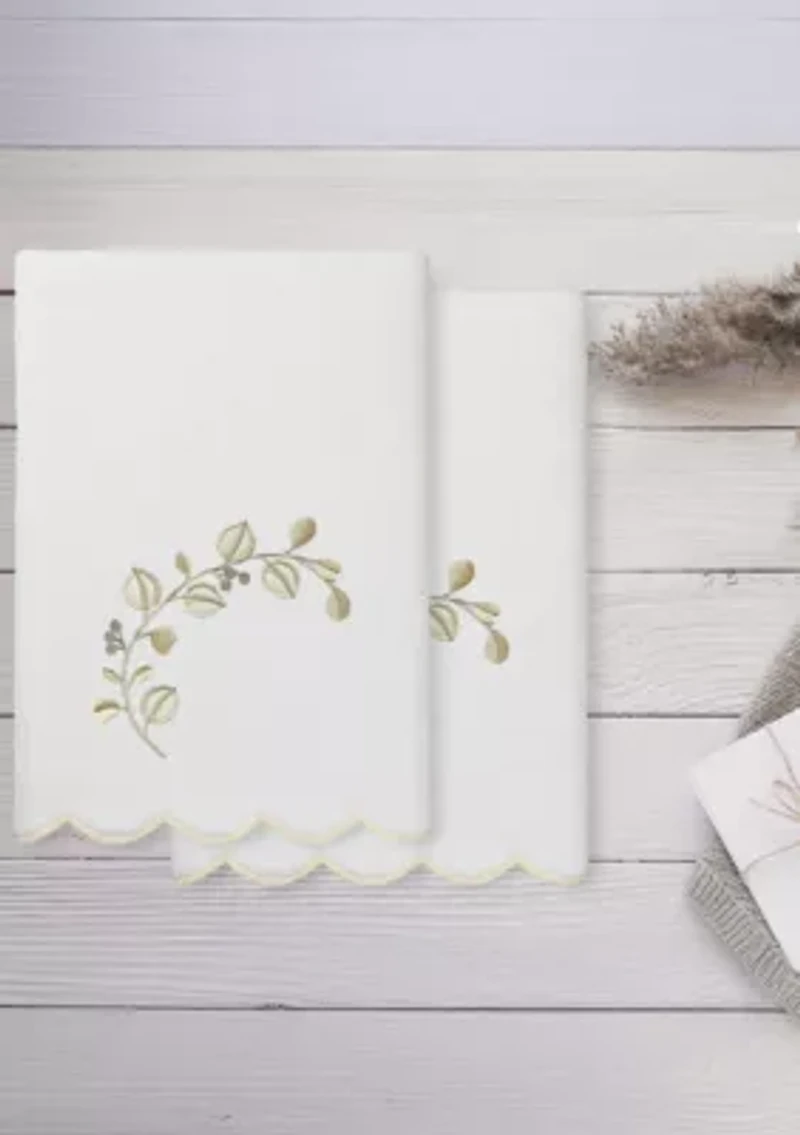 Wild Branch Scallop 2PC Embellished Bath Towel Set