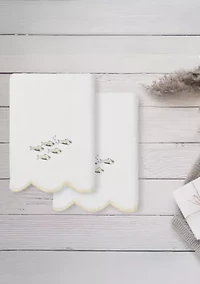 Fish School Scallop 2PC Embellished Hand Towel Set