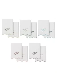 Fish School Scallop 2PC Embellished Hand Towel Set