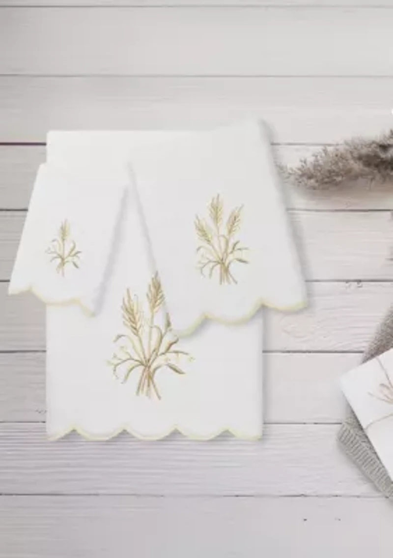 Whitney Scallop 3PC Embellished Towel Set