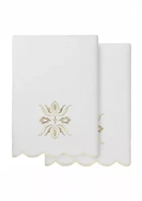 Flower Crest Scallop 2PC Embellished Bath Towel Set